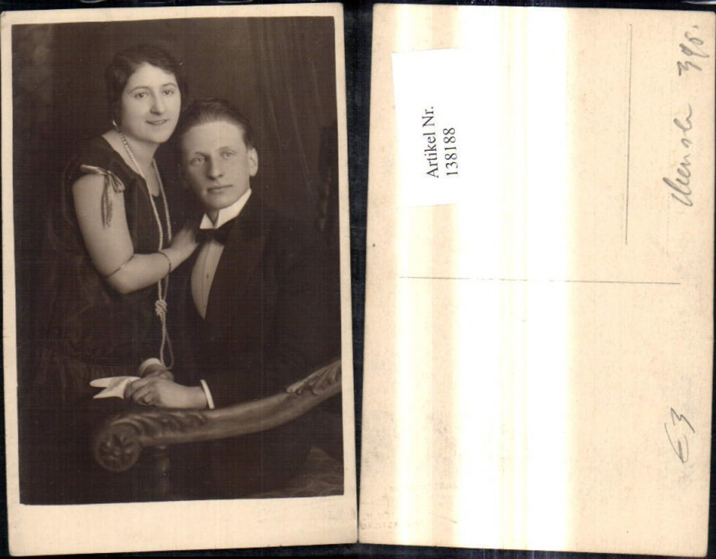 138188, Woman's dress, pearl necklace, fashion with man