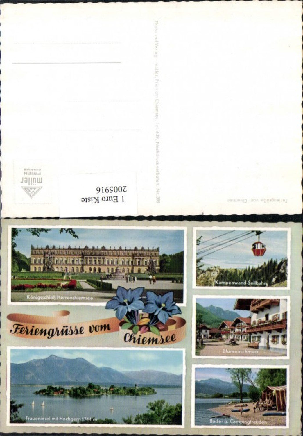 2005916,Grüße vom Chiemsee Königsschloss Seilbahn Fraueninsel Camping Mehrbildkarte