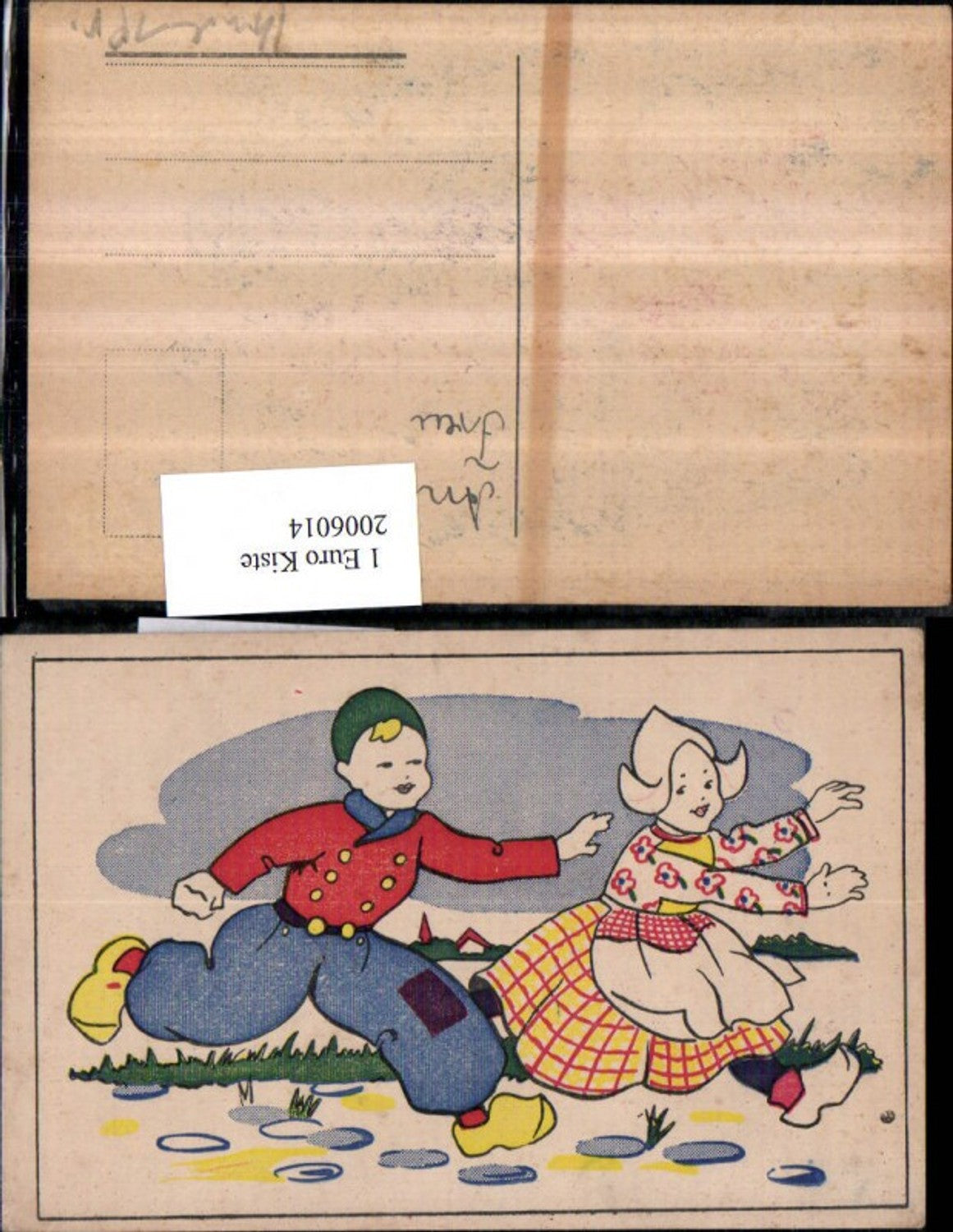 2006014,Künstler AK Kinder in Holländischer Tracht Pantoffeln