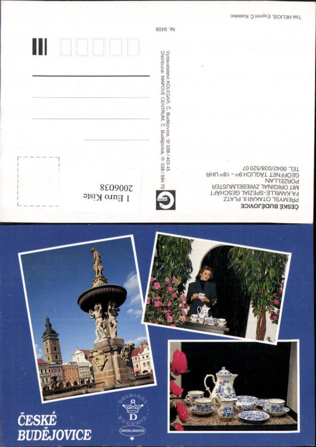 2006038,Ceske Budejovice Budweis Brunnen Hauptplatz Teeservice Zwiebelmuster Porzellan