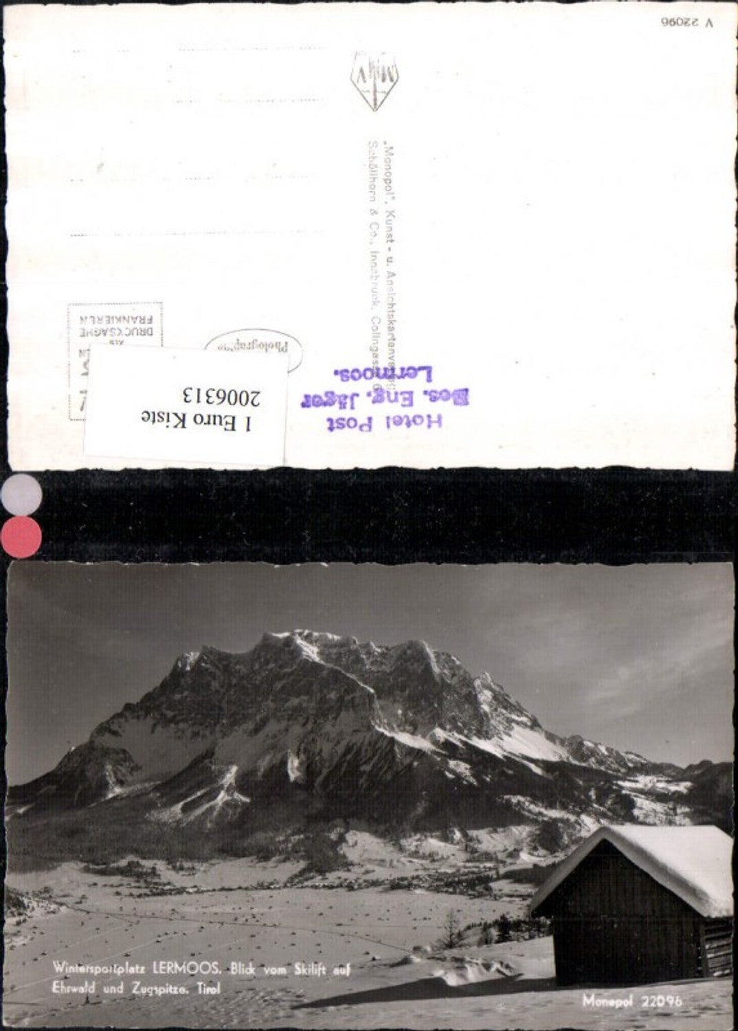 2006313,Lermoos Blick v. Skilift auf Ehrwald u. Zugspitze Winterbild