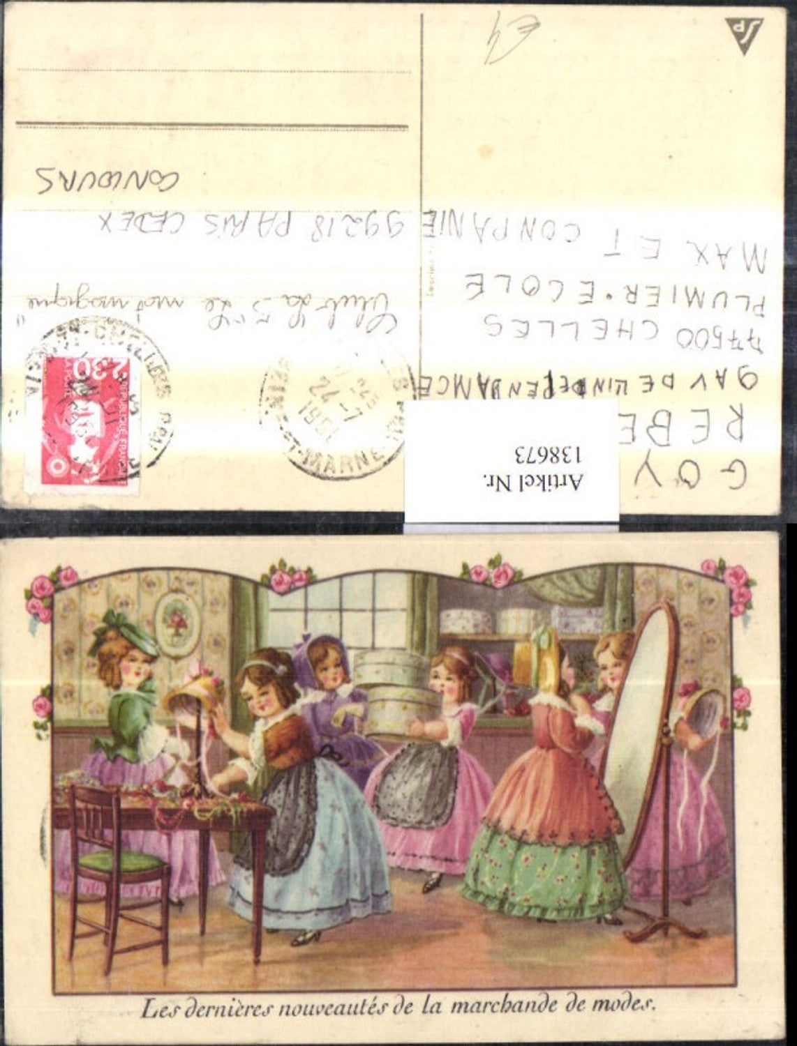 138673,Künstler Ak Les dernieres neouveautes de la Marchande de modes Frauen Mode