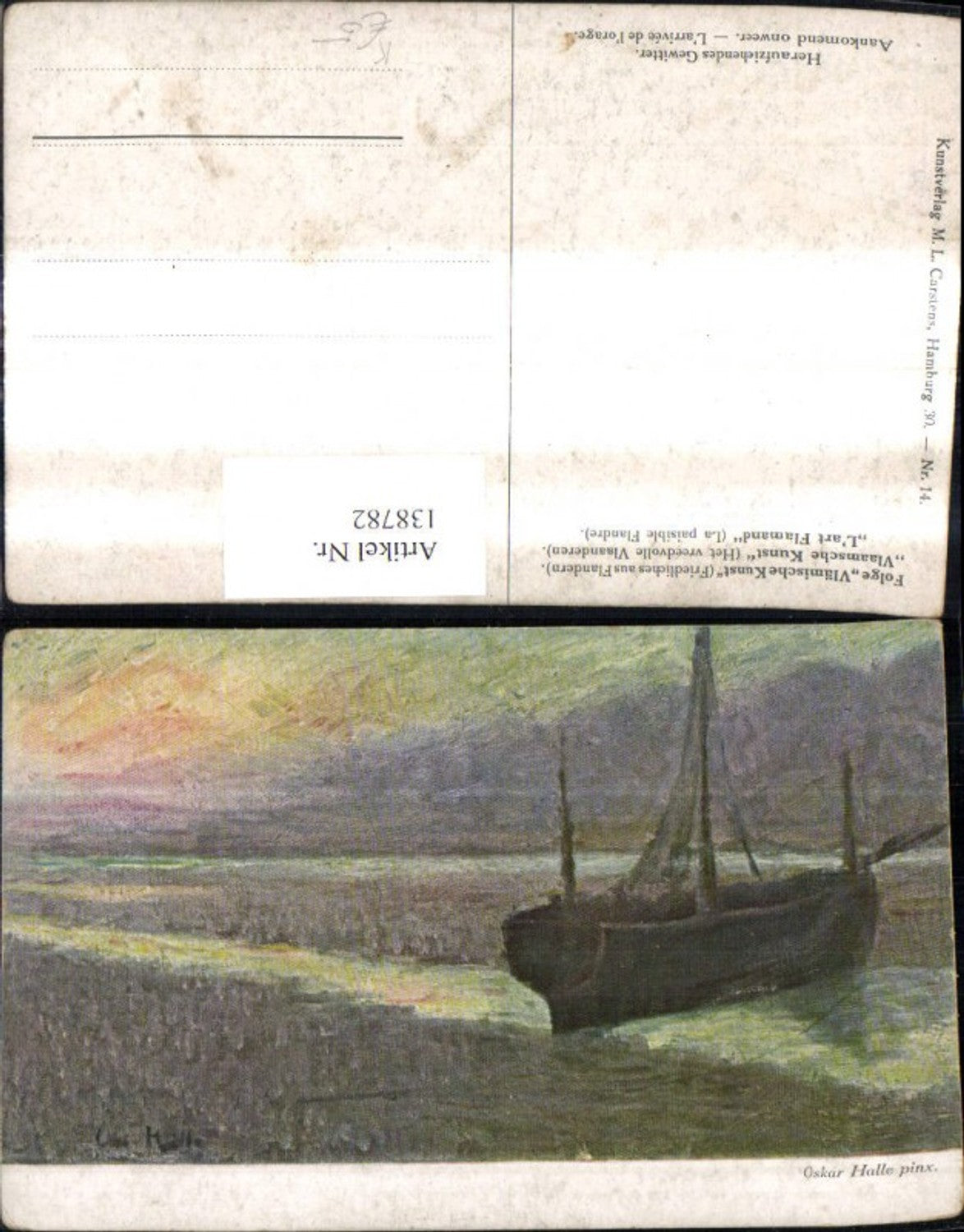 138782,Künstler Ak Oskar Halle Heraufziehendes Gewitter Schiff Boot