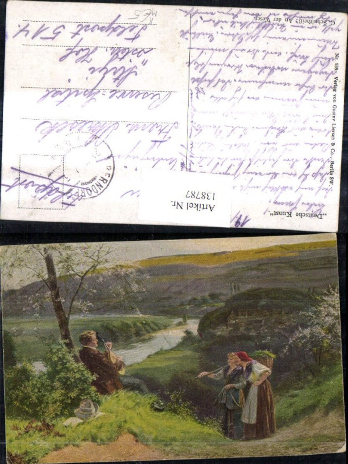 138787,Künstler Ak C. Schultheiß An der Weser Mann Mandoline