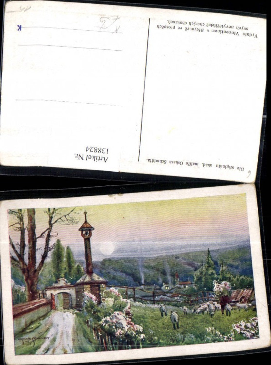 138824,Künstler Ak Oskar Schmidt Schafherde Hirte Landschaft