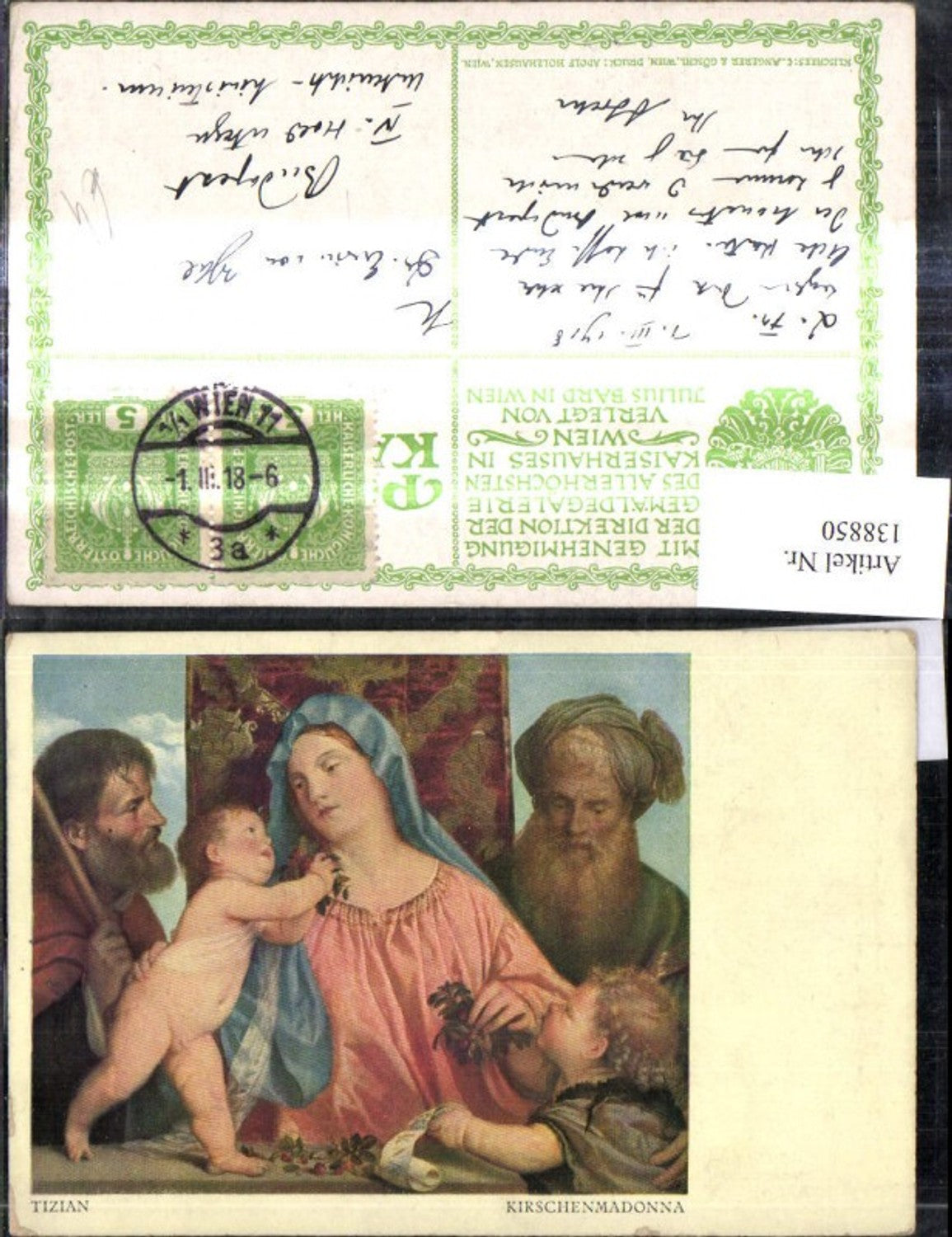 138850,Künstler Ak Tizian Kirschenmadonna
