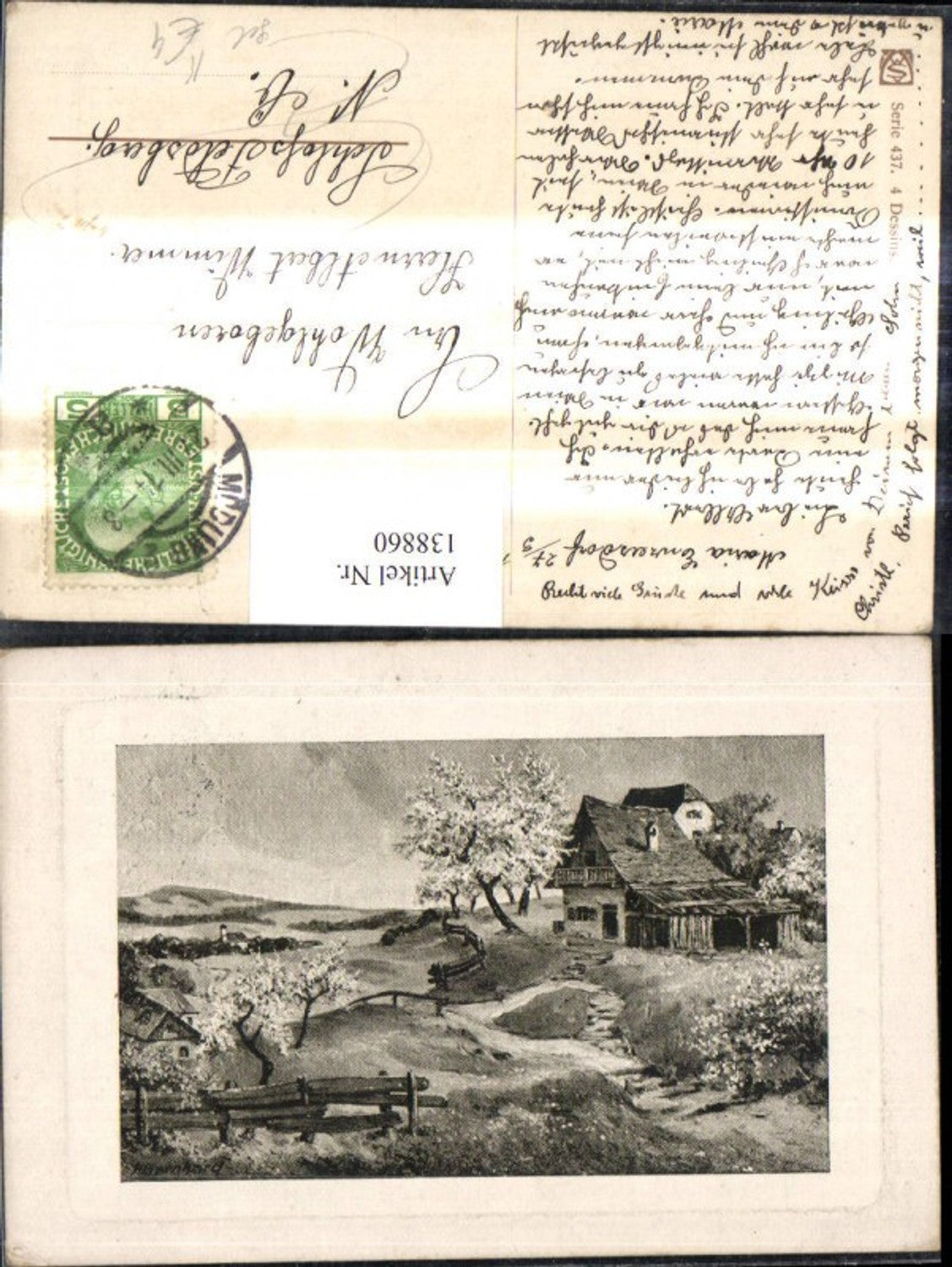138860,Künstler Ak Haus Landschaft Präge Passepartout Gelaufen Schloß Feldsberg
