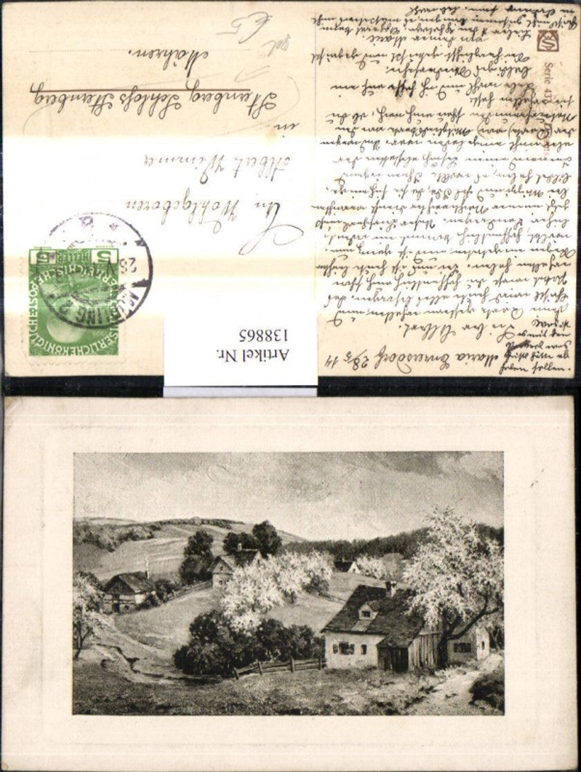 138865,Künstler Ak Dorf Landschaft Präge Passepartout Gelaufen Schloß Feldsberg