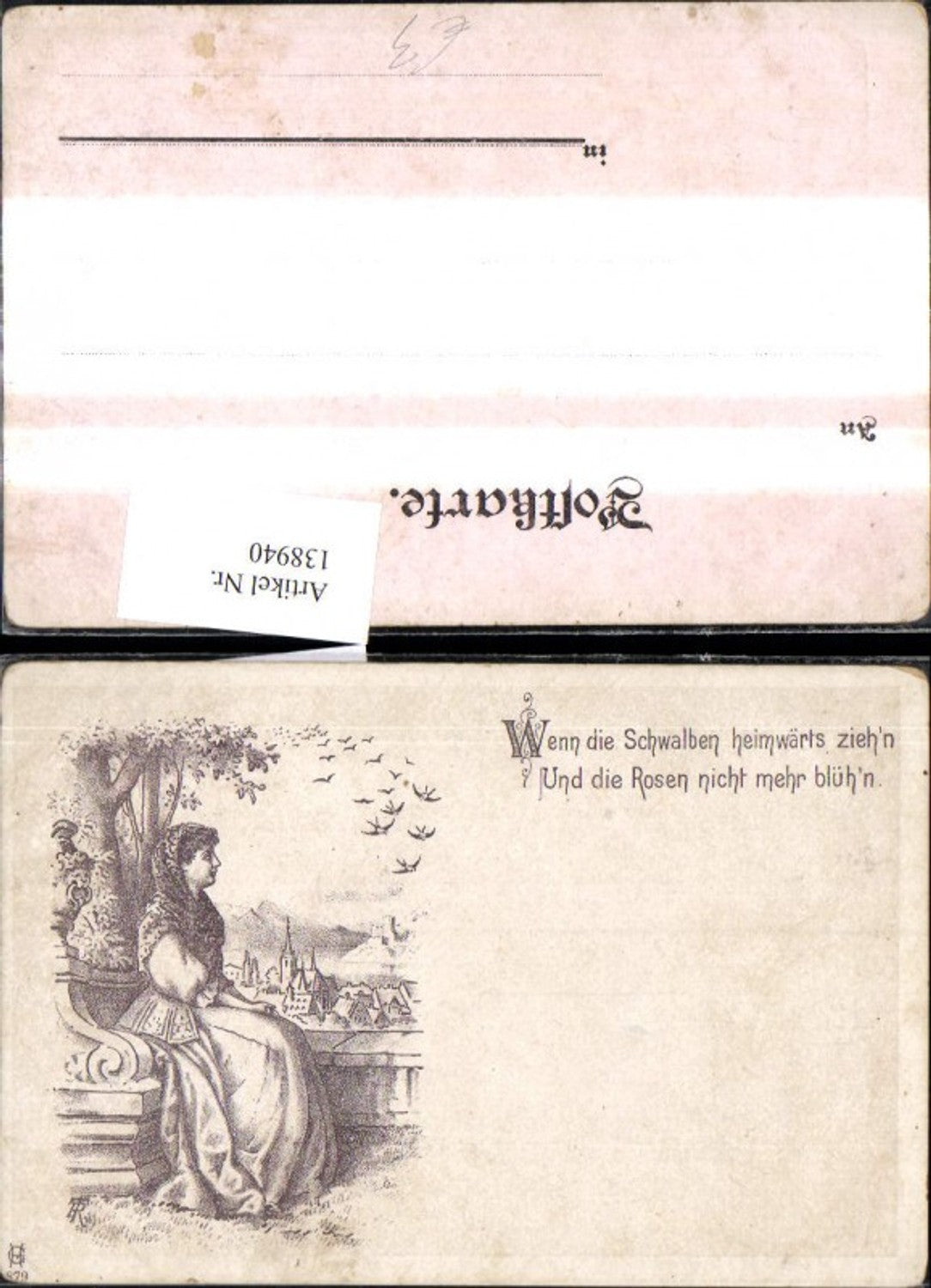 138940,Künstler Ak Frau v. Stadt Spruch Text