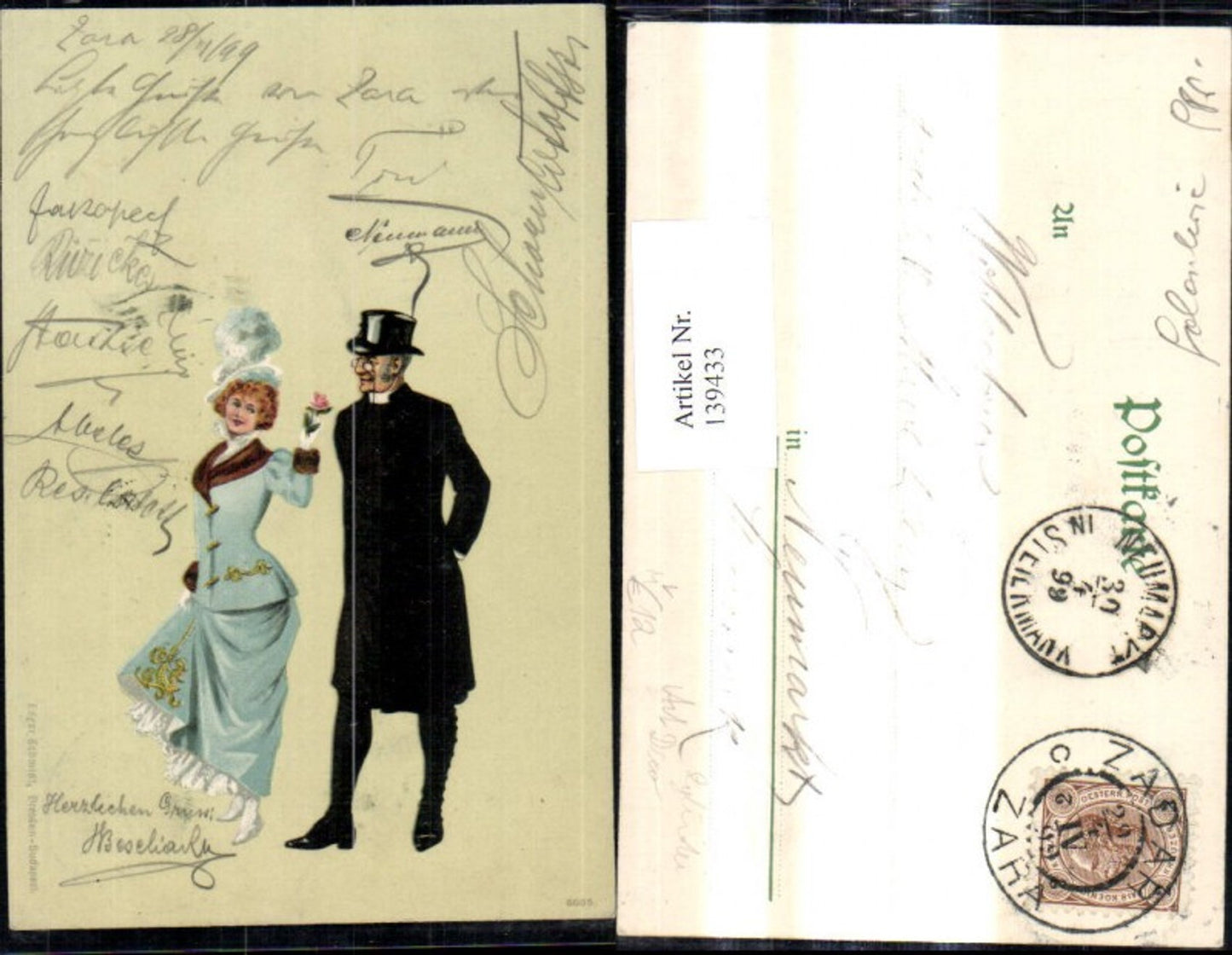 139433,Künstler Ak Art Deco Frau Kleid Mode Mann Anzug Zylinder Zylinderhut Hut pub Edgar Schmidt
