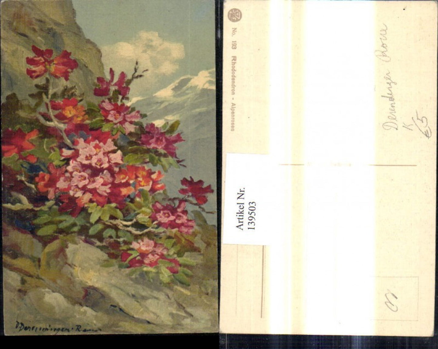 139503,Künstler Ak Olga Derendinger Roux Alpenflora Alpenrosen Rhododendron
