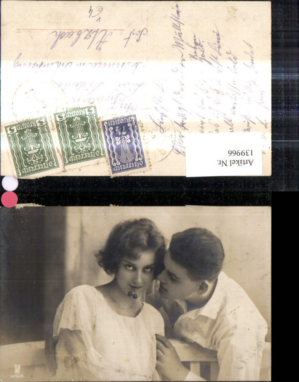 139966,Liebe Paar Liebespaar Kuss a. Wange Kirsche pub RPH 4340/6