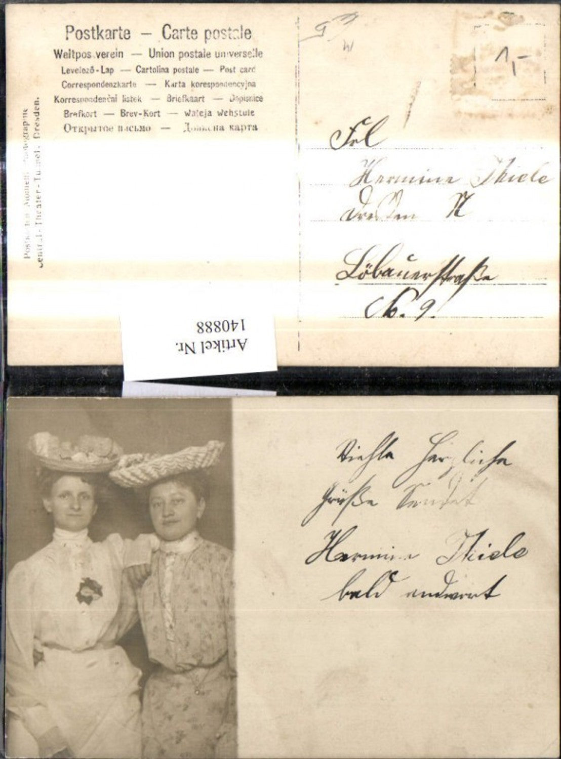 140888,Foto Ak Frauen m. Hut Hat Hutmode