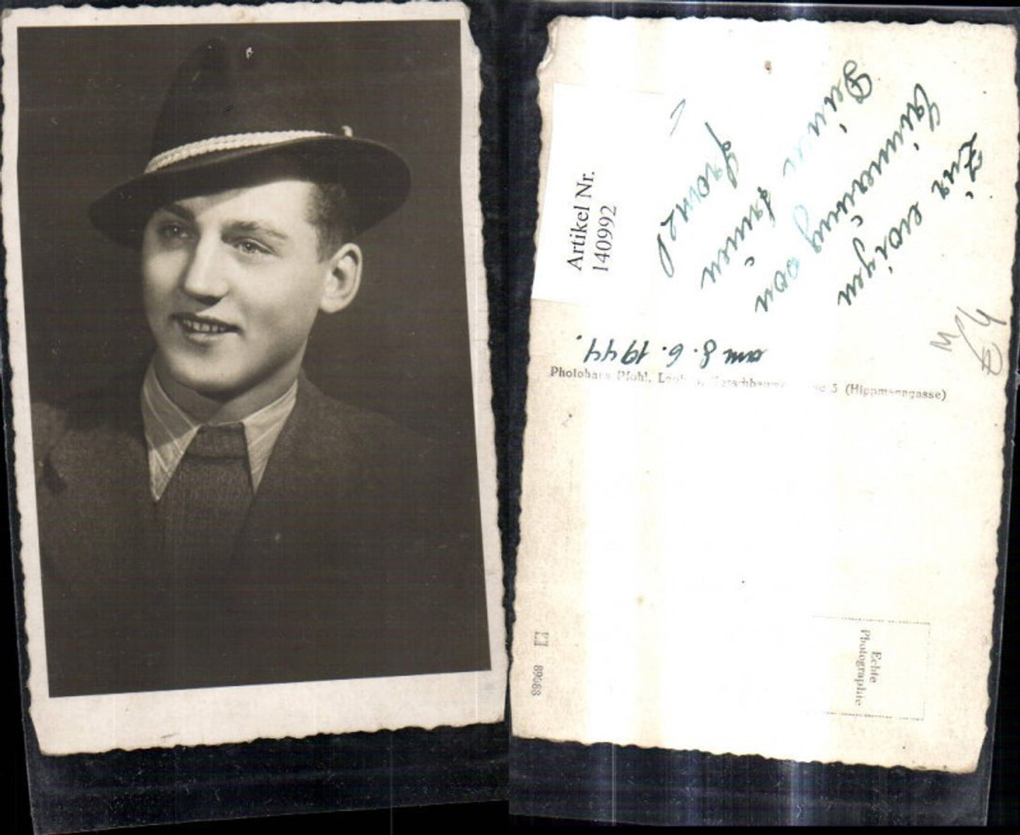 140992,Foto Ak Mann m. Hut Portrait