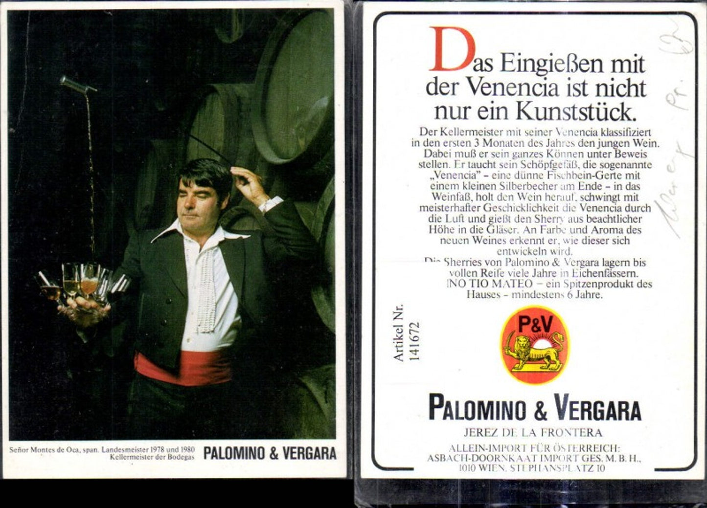 141672,Reklame Senor Montes de Oca Kellermeister der Bodegas Palomino & Vergara Wein