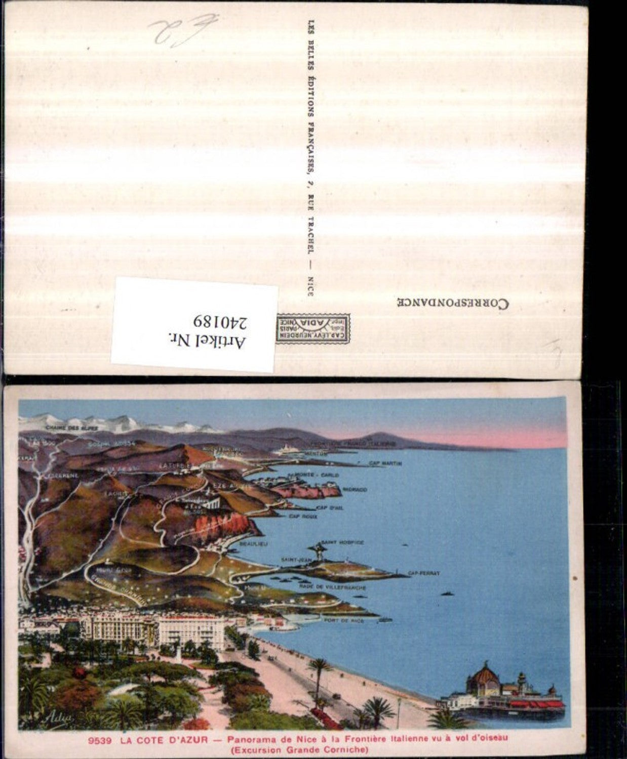 240189,La Cote d'Azur Panorama de Nice a la Frontiere Italienne vu a vol d'oiseau