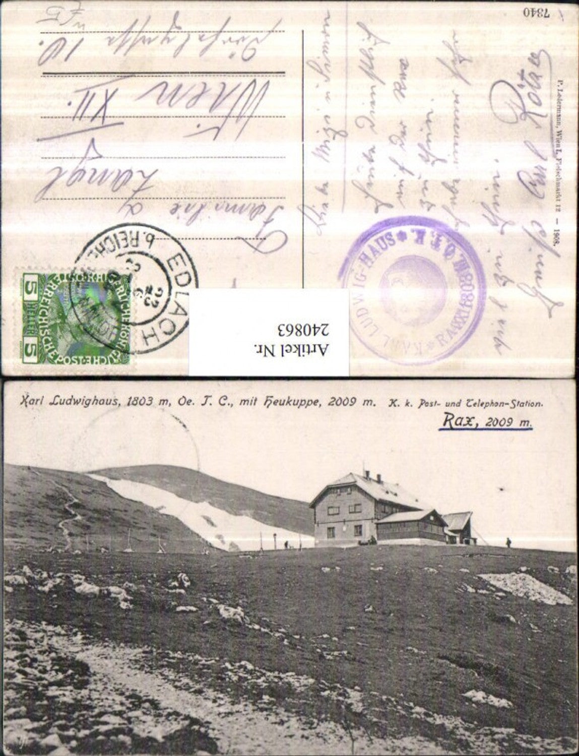 240863,Karl Ludwig-Haus m. Heukuppe b. Prein an d. Rax
