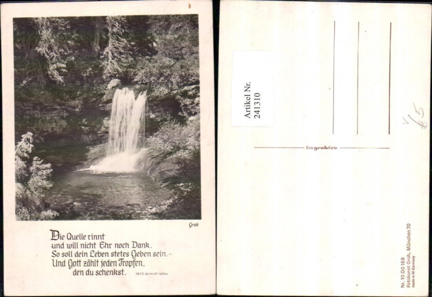 241310,Fotokunst Groh 1000168 Wasserfall Partie Spruch v. Fritz Schmidt-König