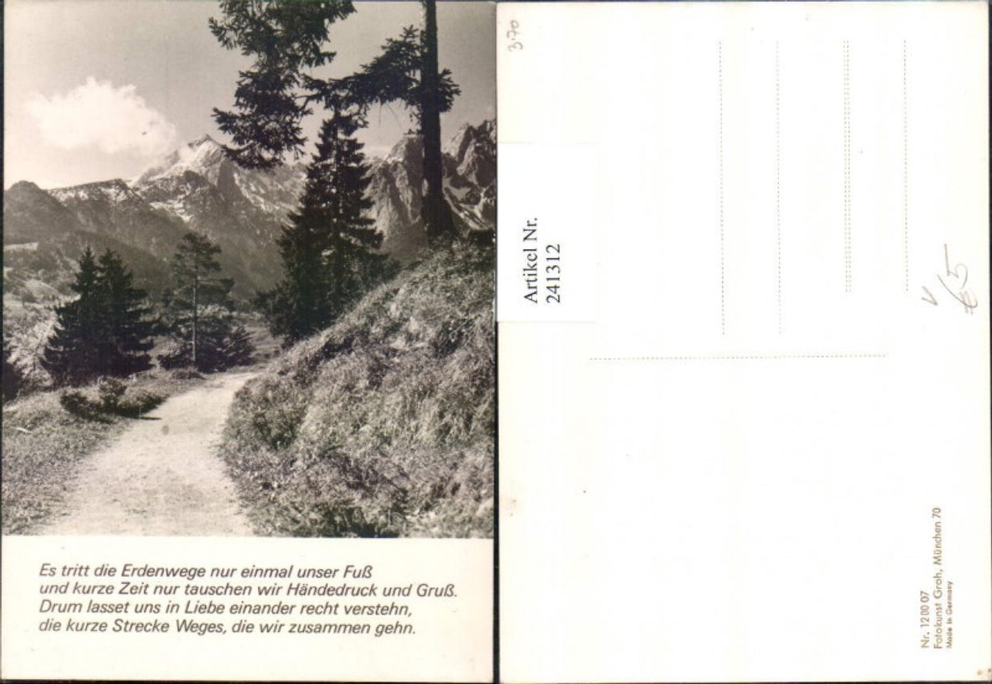 241312,Fotokunst Groh 120007 Bergkulisse Weg Partie Gedicht Spruch