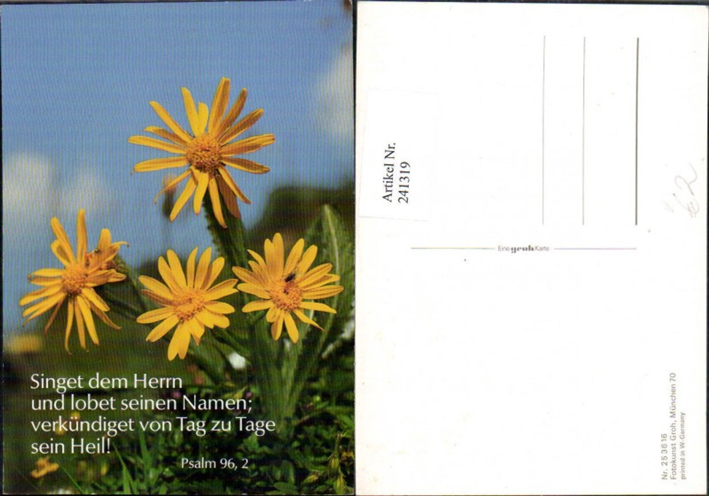 241319,Fotokunst Groh 253616 Löwenzahn Detailansicht Fliege Spruch Bibel Psalm 96