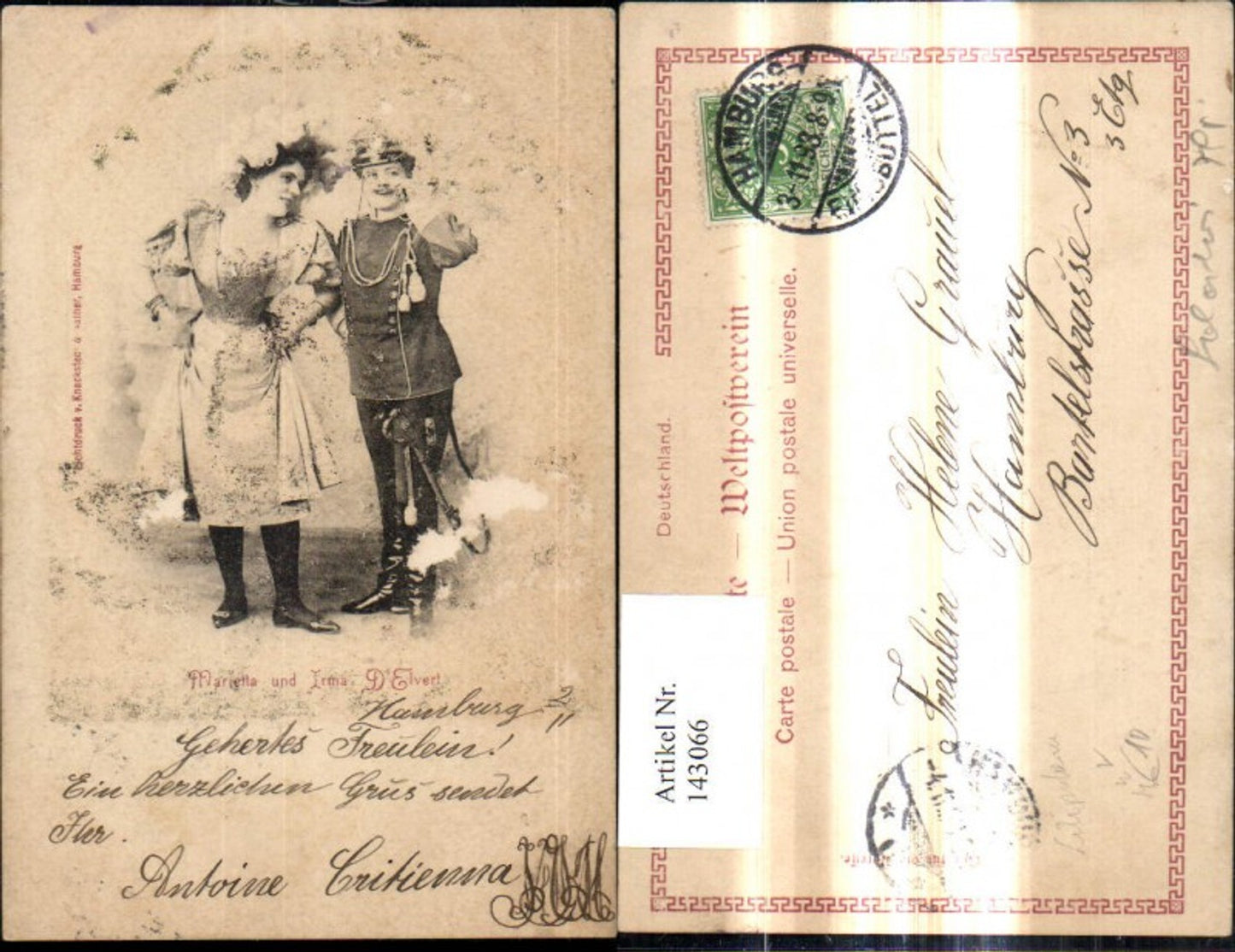 143066,Marietta u. Irma D Elvert Liliputaner Schauspieler pub Knackstedt & Näther Hamburg