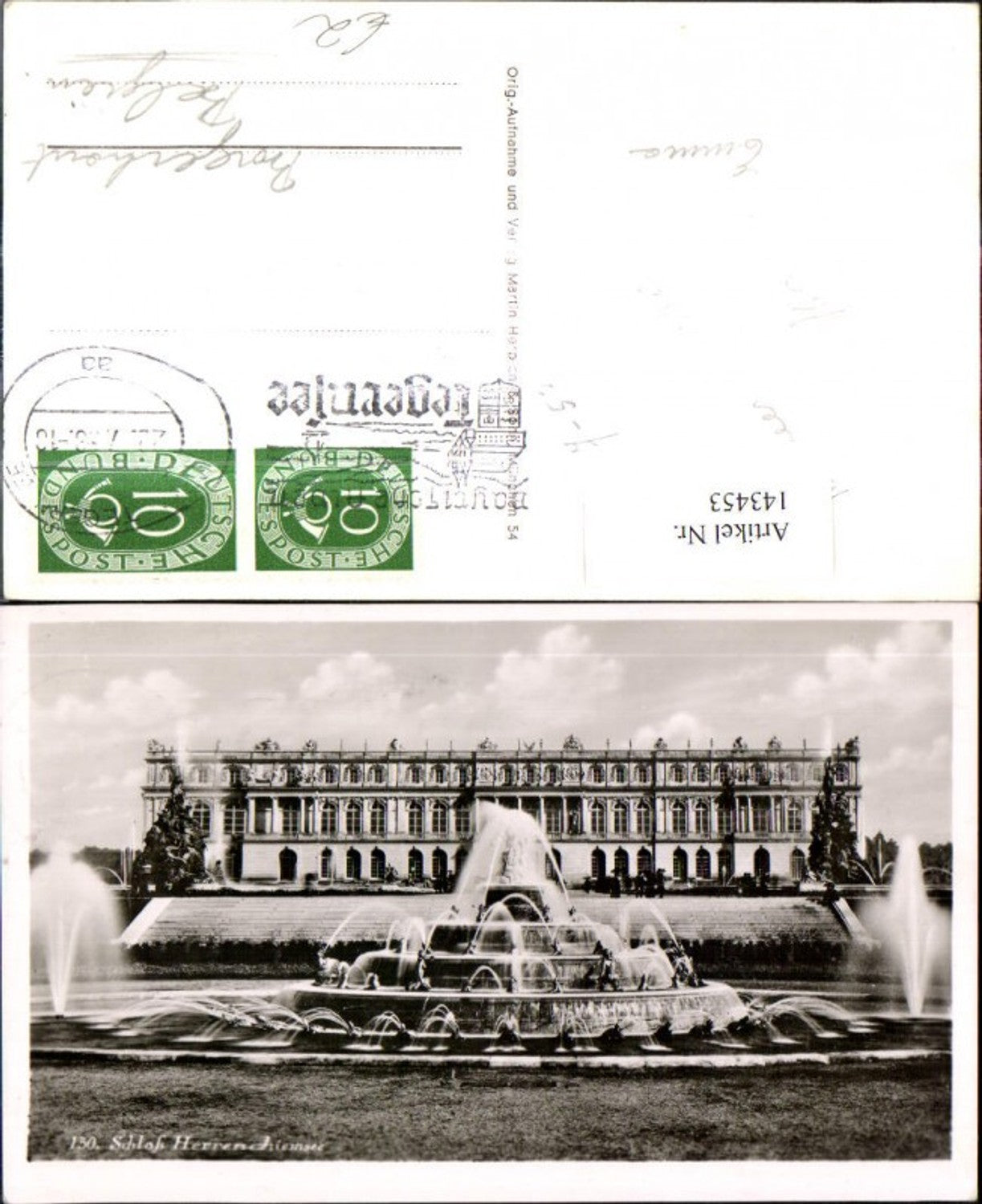 143453,Schloß Herrenchiemsee Springbrunnen Brunnen i. Vordergrund