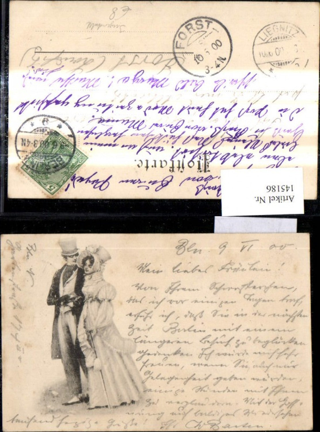 145186,Künstler Ak Jugendstil Paar Hut Kleid Frau Mode