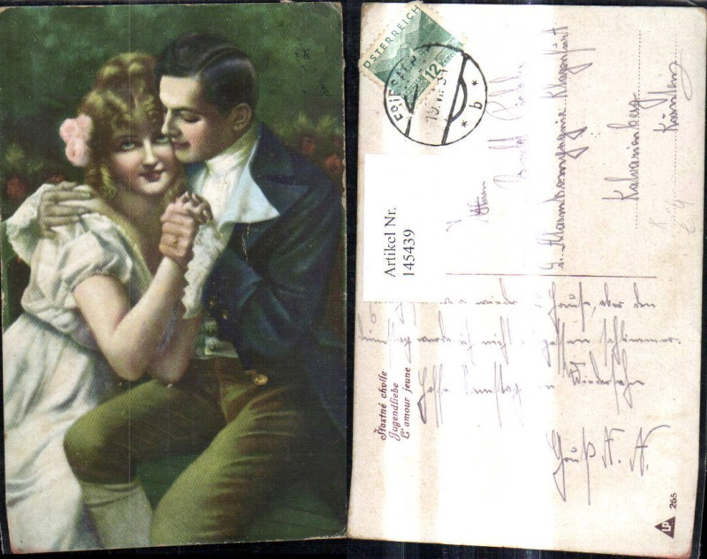 145439,Künstler Ak Liebe Paar Umarmung Jugendliebe