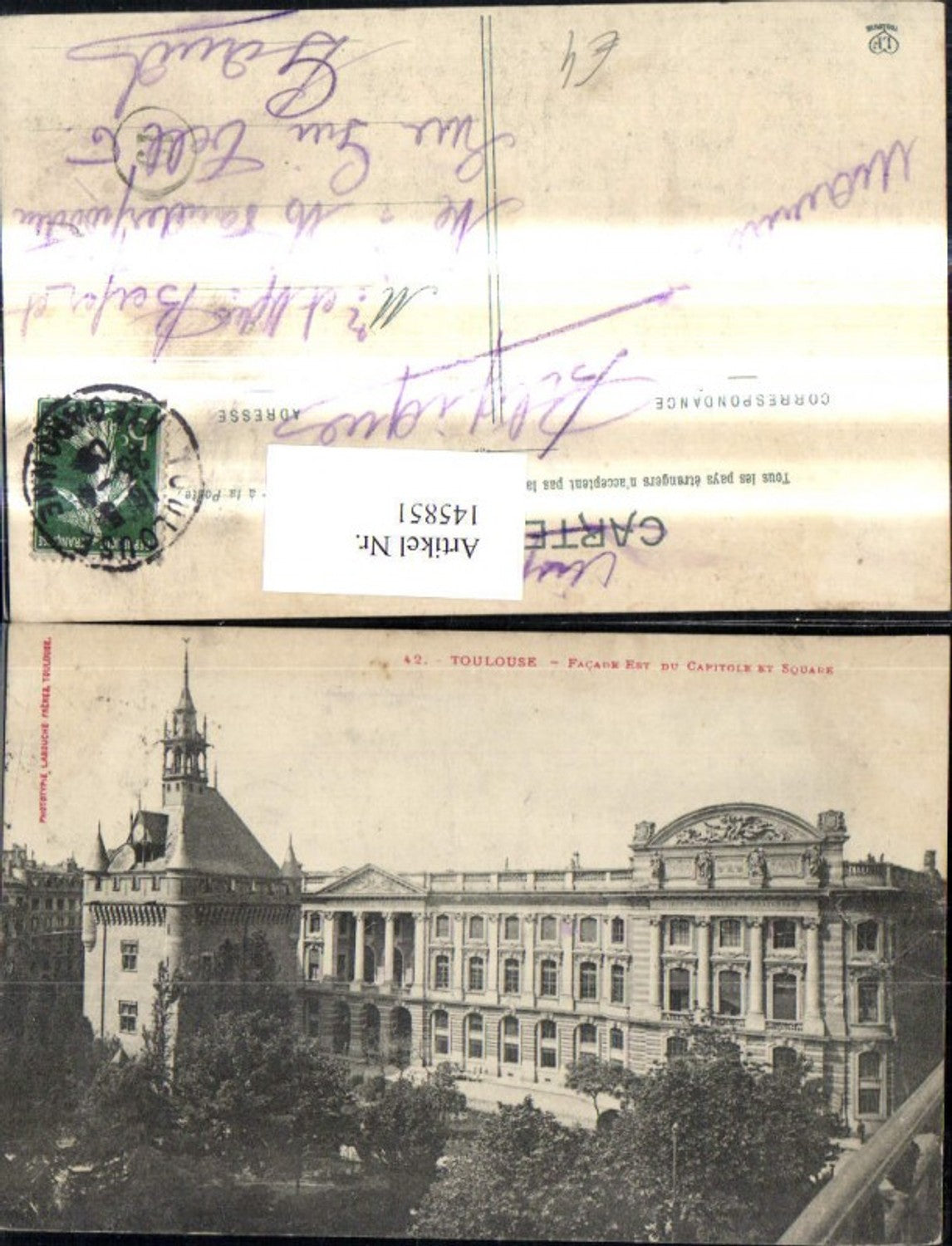 145851,Toulouse Facade Est du Capitole et Square