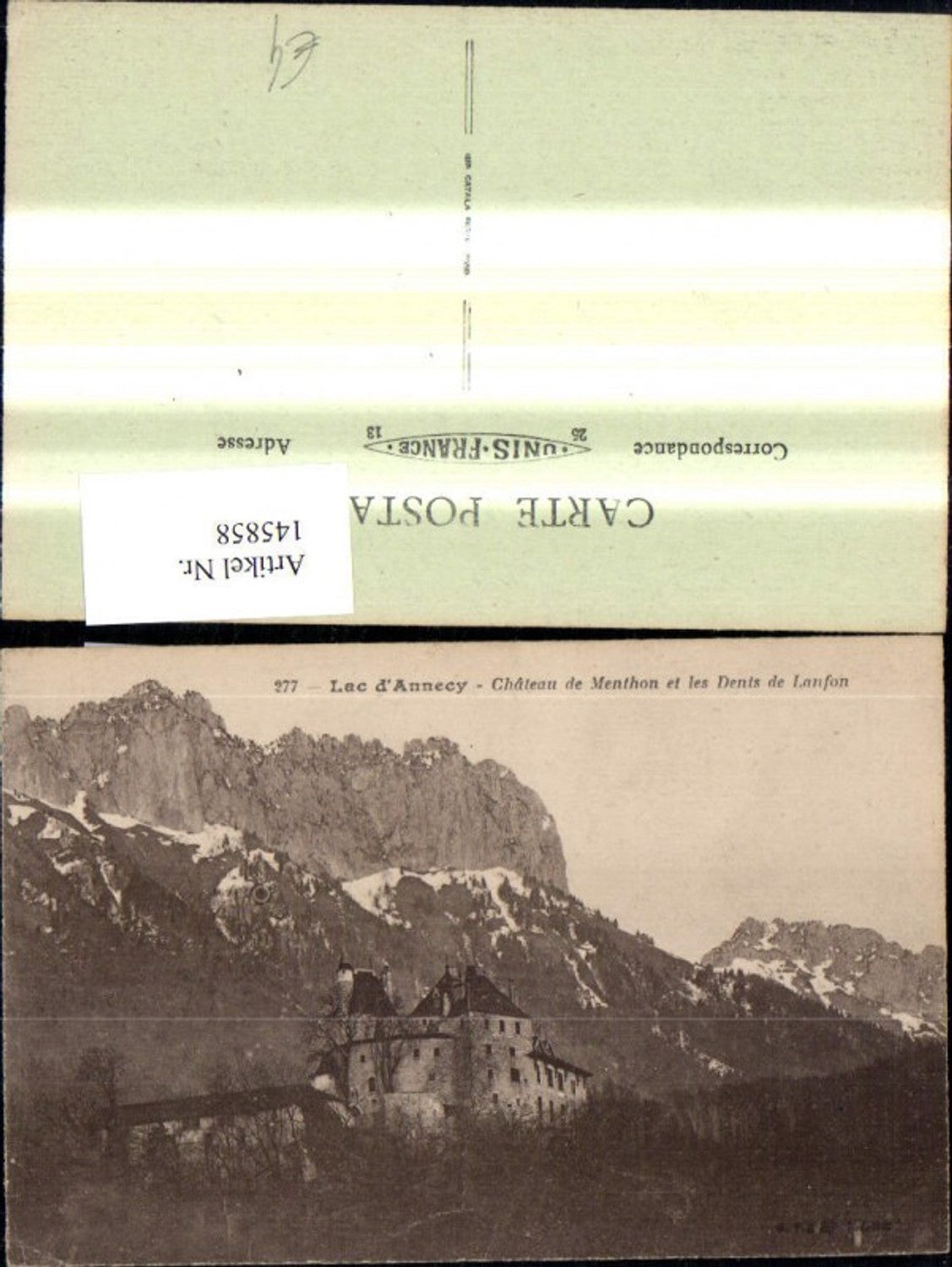 145858,Lac d Annecy Chateau de Menthon et les Dents de Lanfon Schloss v. Bergkulisse