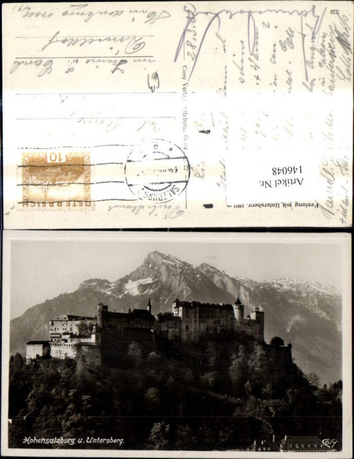 146048,Foto Ak Hohensalzburg u. Untersberg Salzburg