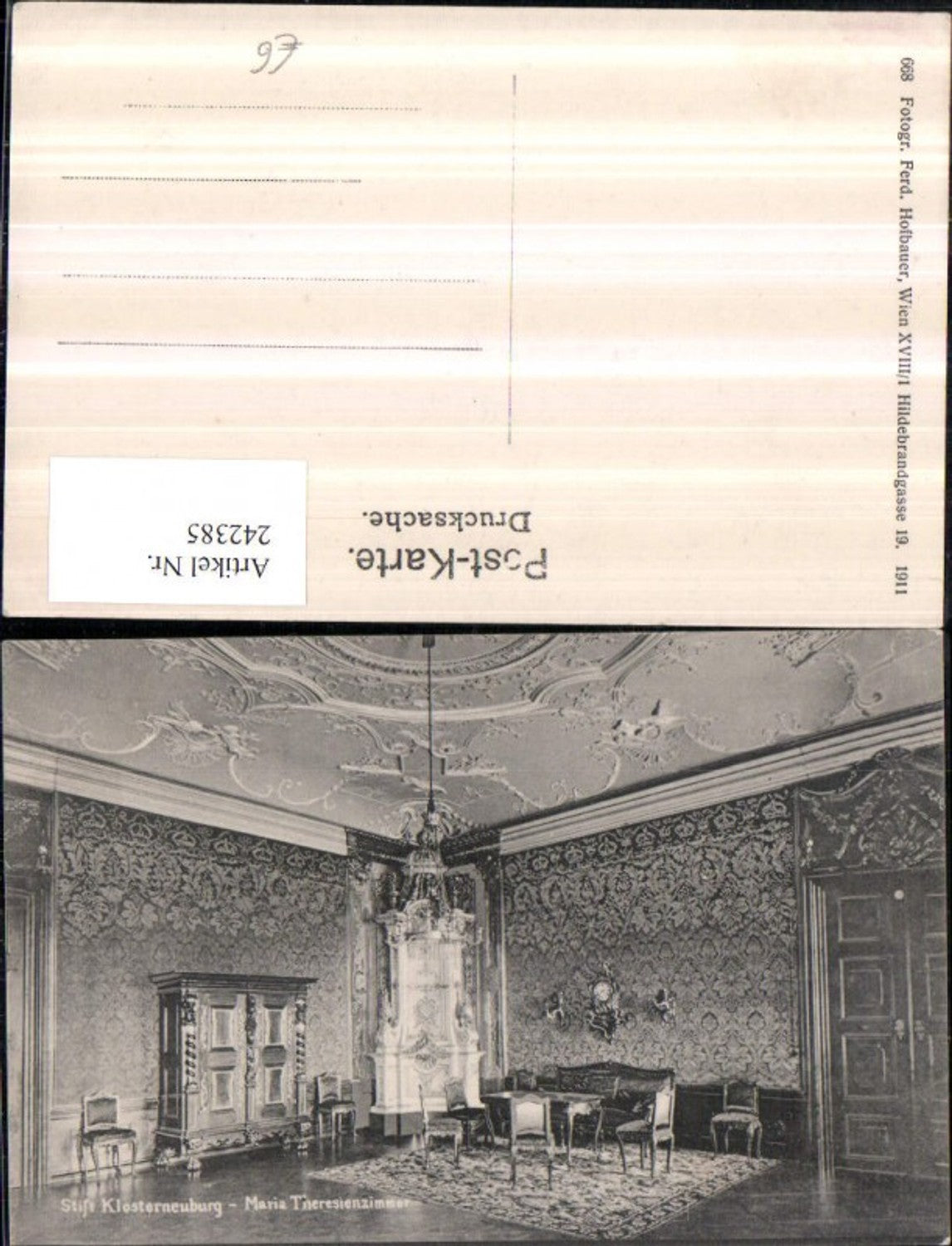 242385,Stift Klosterneuburg Maria Theresienzimmer Innenansicht