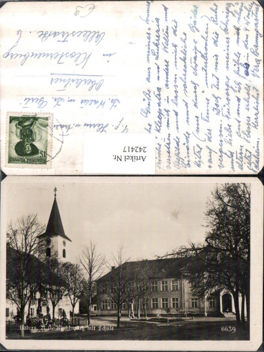242417, Hadres Church Square Church with School