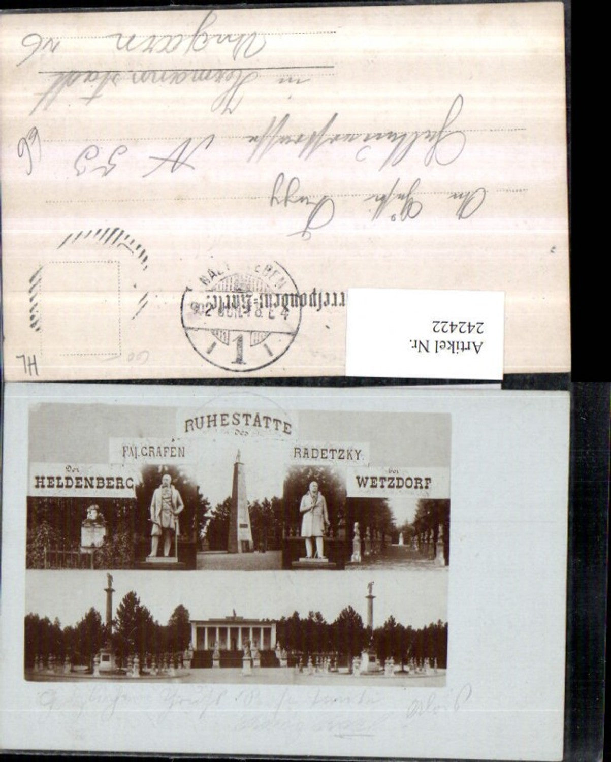 242422, Heldenberg near Wetzdorf, Resting place, Memorial to Count Radetzky, Multi-view postcard