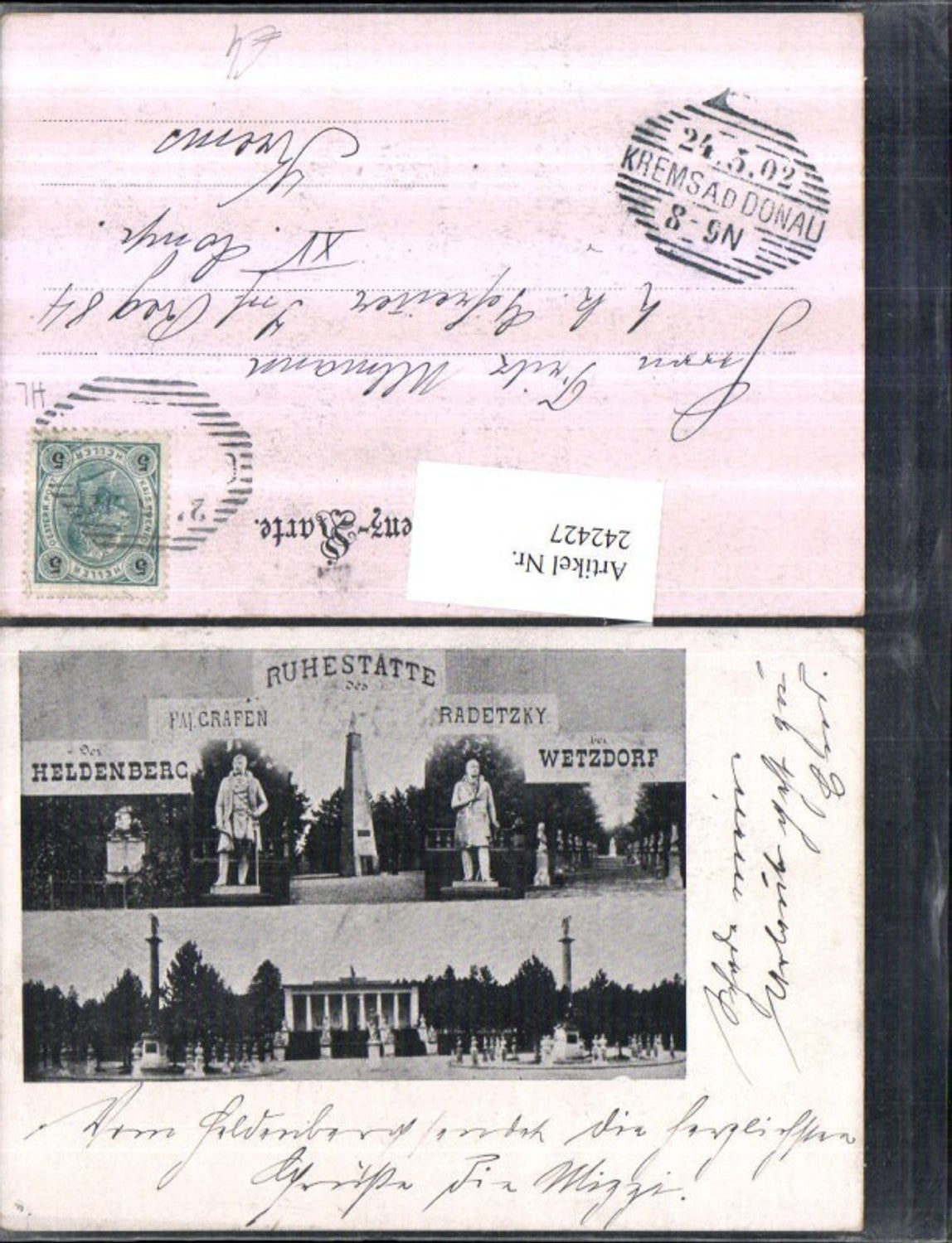 242427, Heldenberg near Wetzdorf, Resting place of Count Radetzky, multi-view postcard