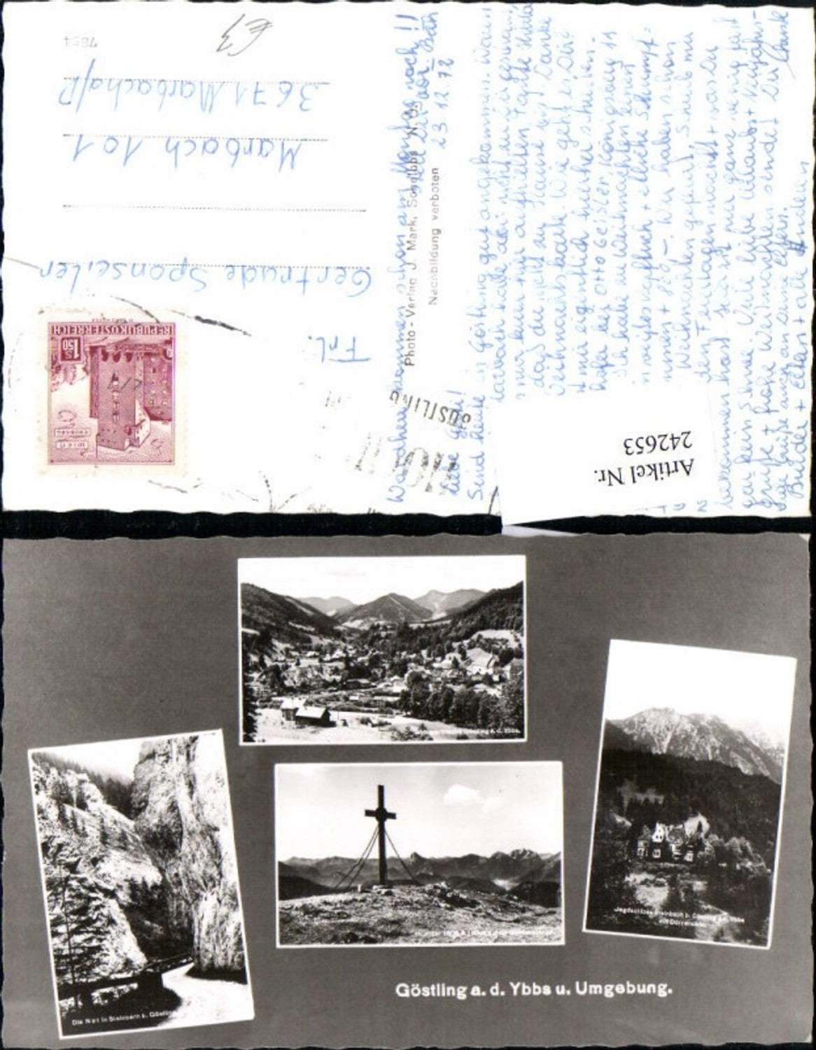 242653,Göstling an d. Ybbs Totale u. Umgebung Jagdschloss Steinbach Hockar u. Die Not Mehrbildkarte