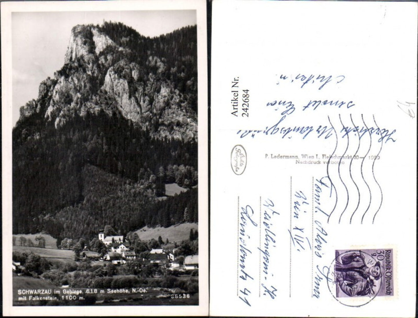 242684,Schwarzau im Gebirge Teilansicht m. Falkenstein