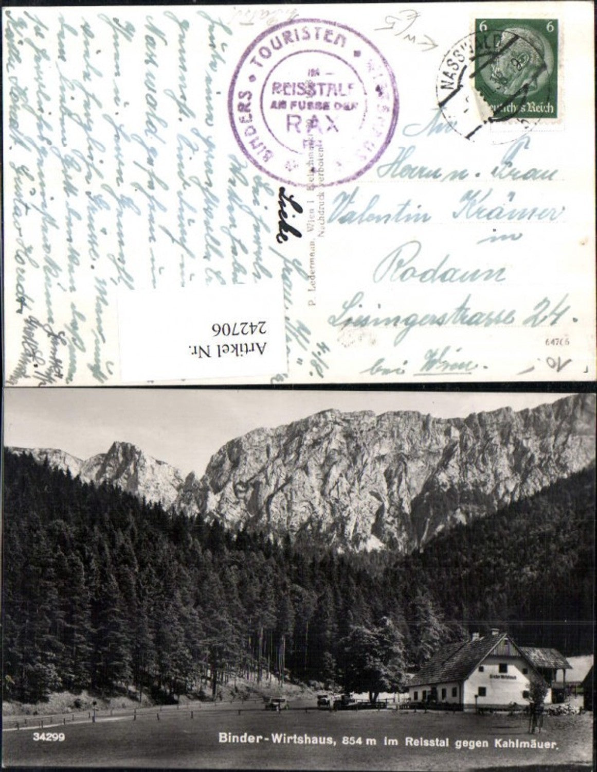 242706,Binder-Wirtshaus im Reisstal geg. Kahlmäuer b. Nasswald