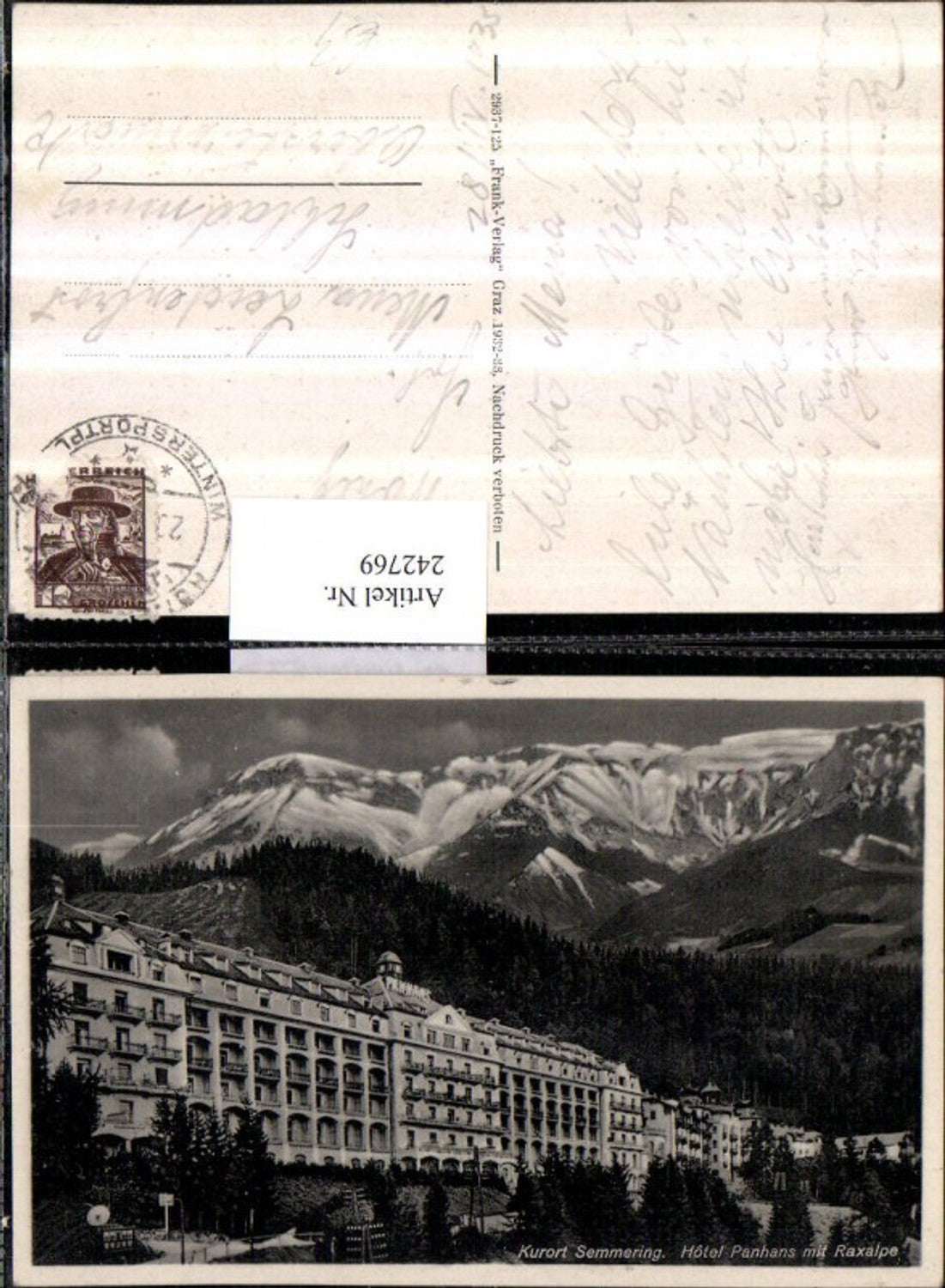 242769,Semmering Hotel Panhans m. Raxalpe