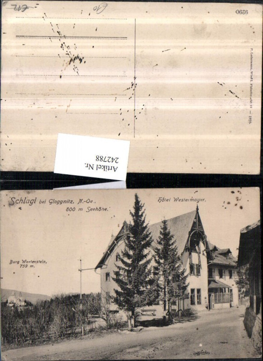 242788,Schlagl b. Gloggnitz Hotel Westermayer m. Burg Wartenstein