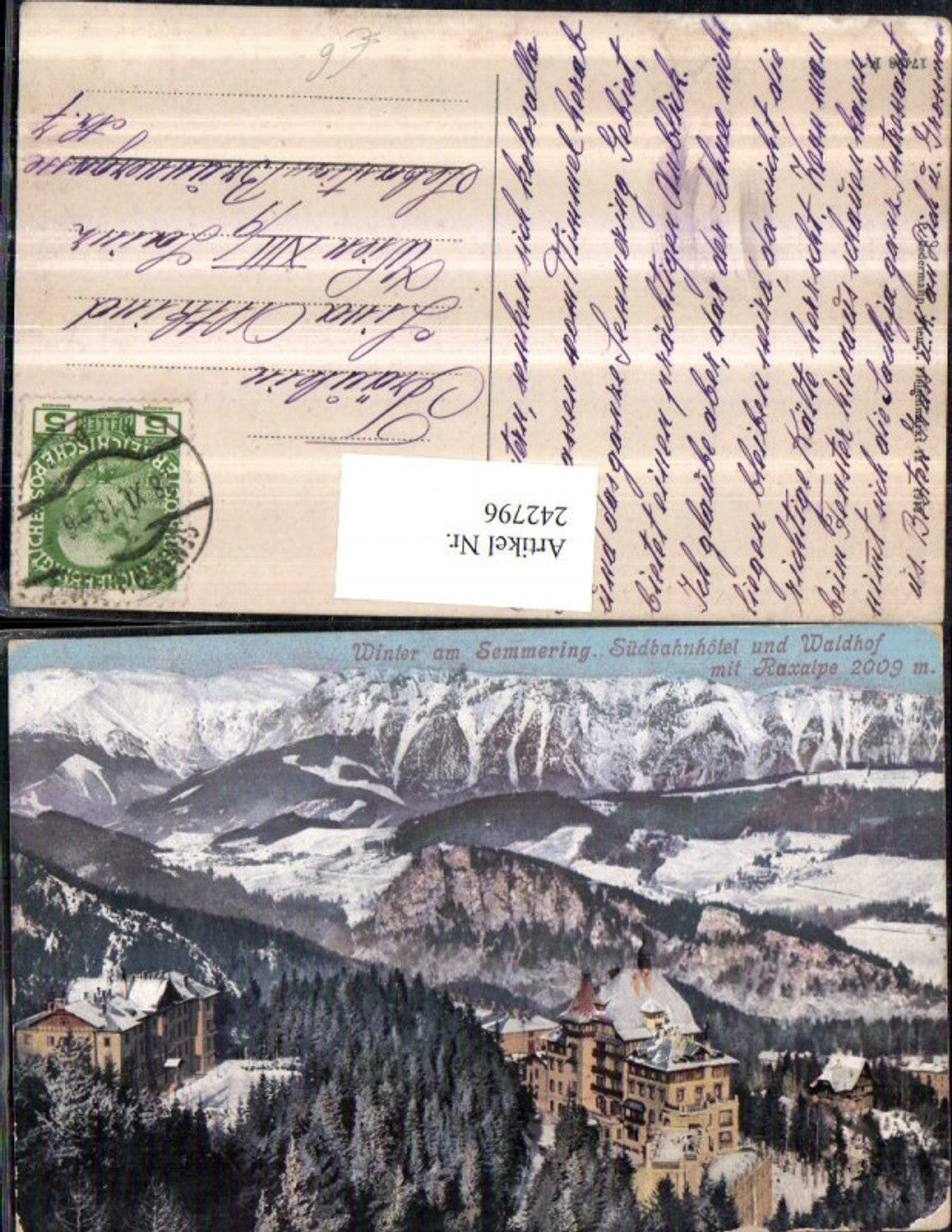 242796,Winter am Semmering Südbahnhotel u. Waldhof m. Raxalpe