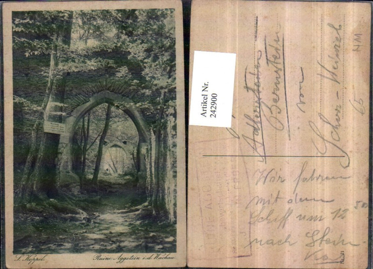 242900, Artist AK S. Koppel Ruine Aggstein in the Wachau area