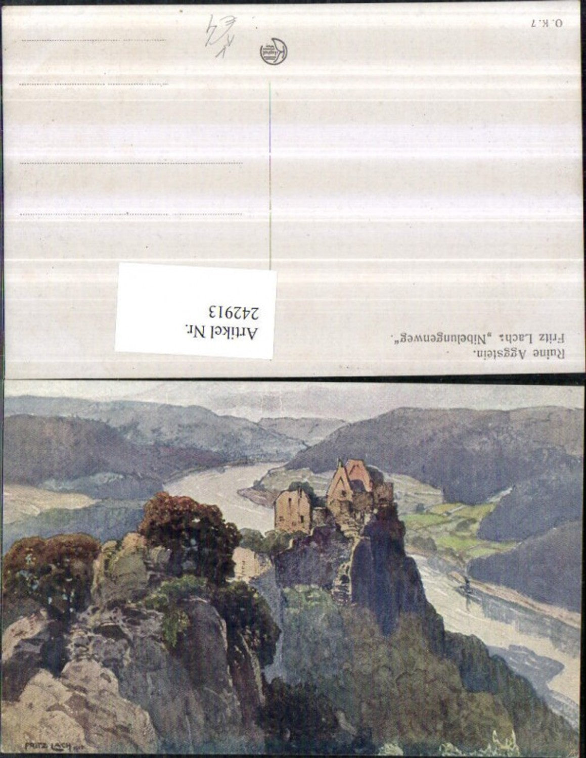 242913, Artist AK Fritz Lach Nibelungenweg Ruine Aggstein pub Kilophot