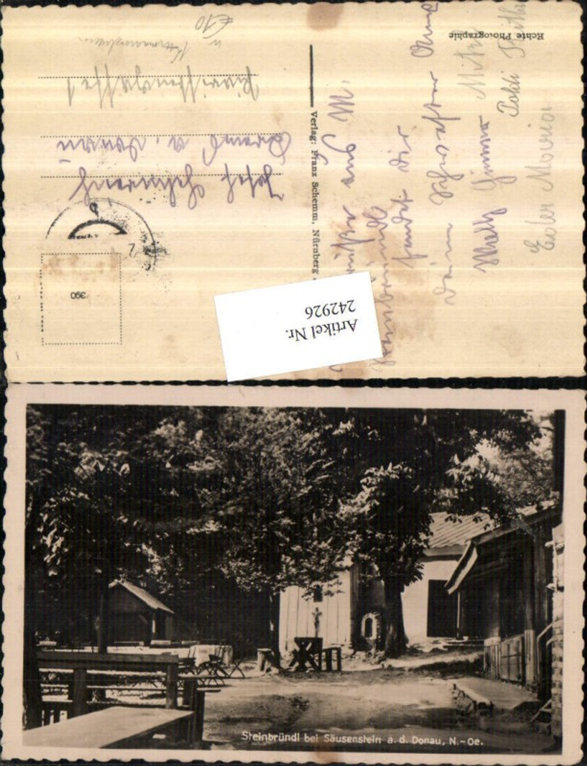 242926, Steinbründl near Säusenstein on the Danube, view of the terrace and cross