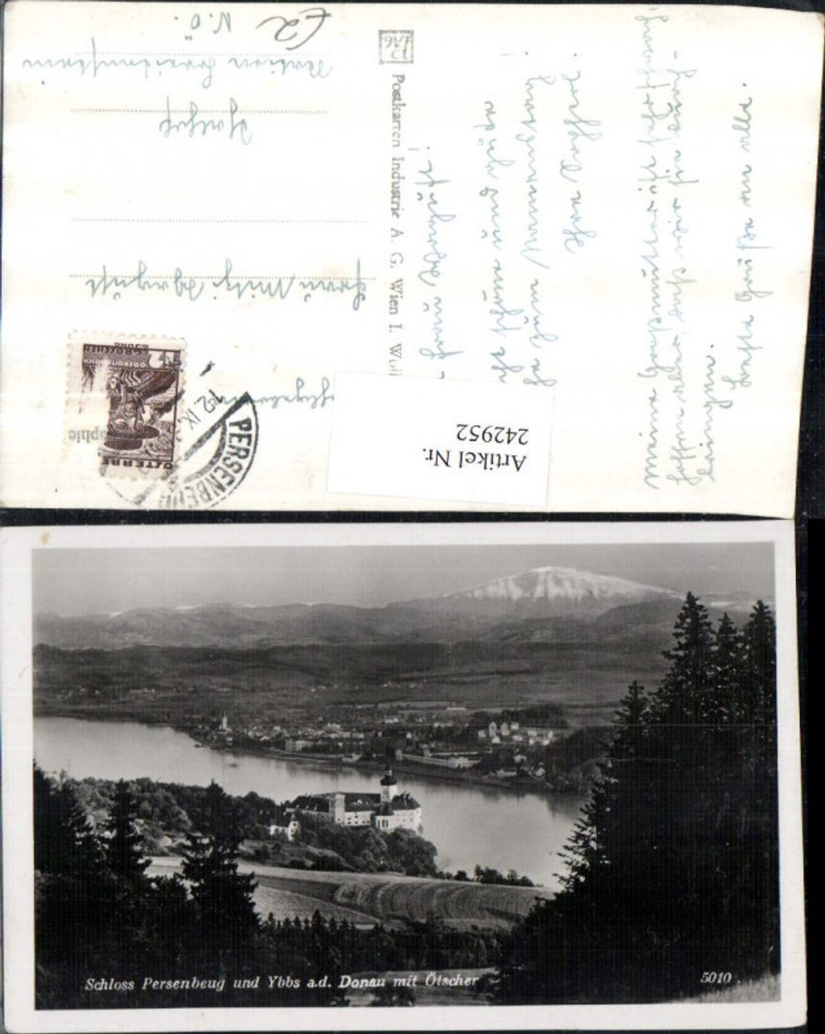 242952,Persenbeug Castle and Ybbs on the Danube with Ötscher Total