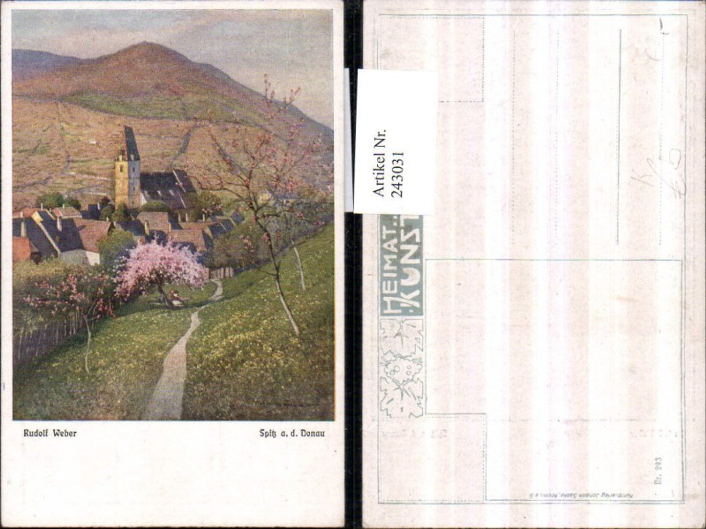 243031,Künstler AK Rudolf Weber Spitz an d. Donau Teilansicht