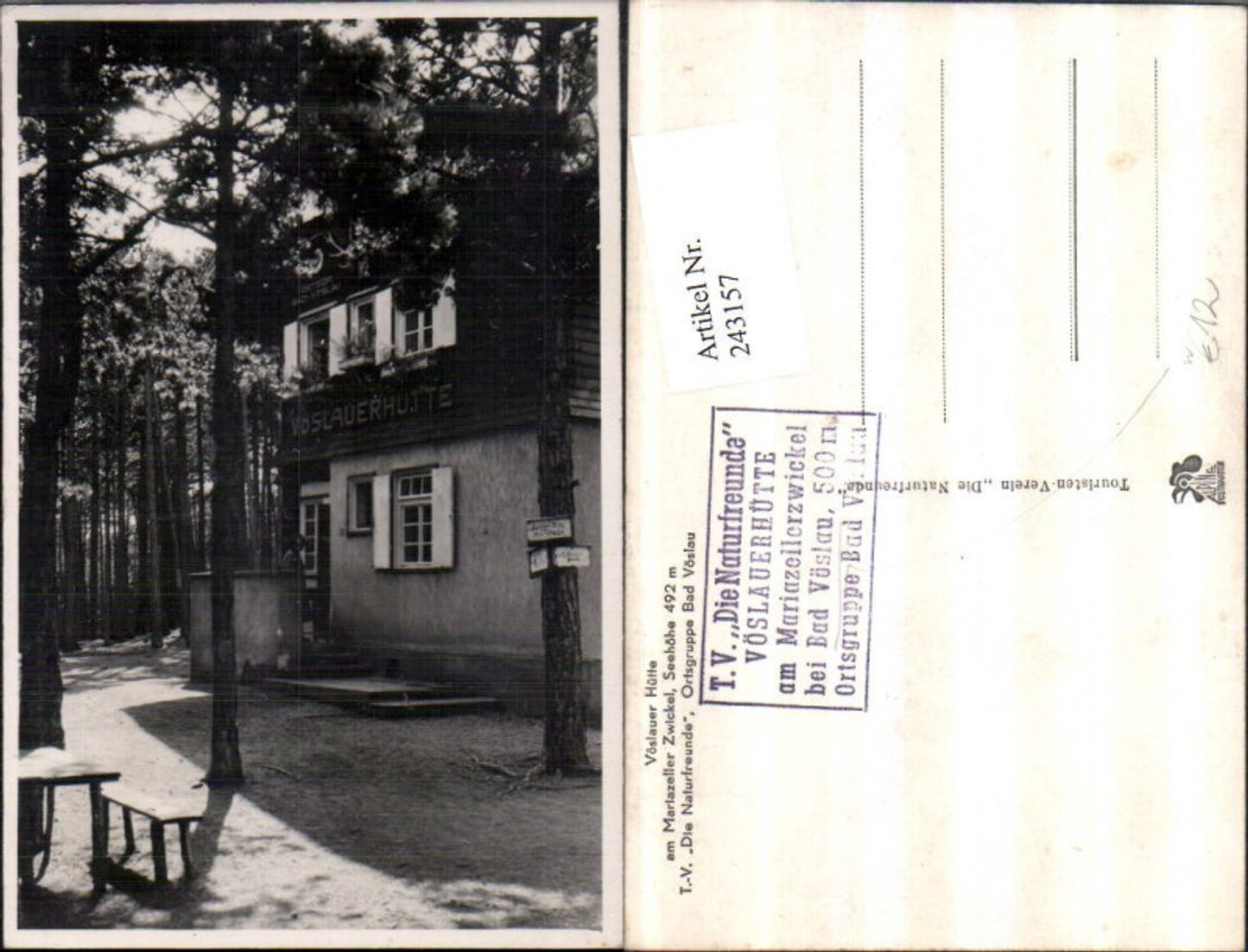 243157,Vöslauer Hütte am Mariazeller Zwickel b. Bad Vöslau