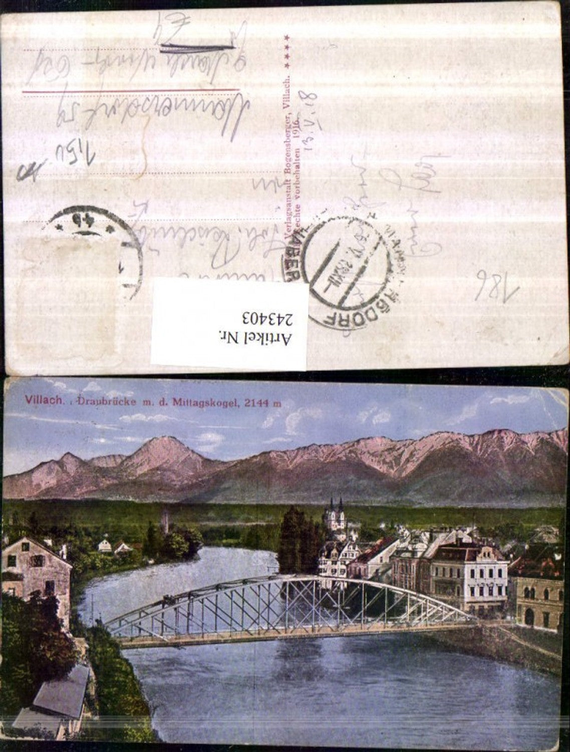 243403,Villach Draubrücke Brücke m. d. Mittagskogel