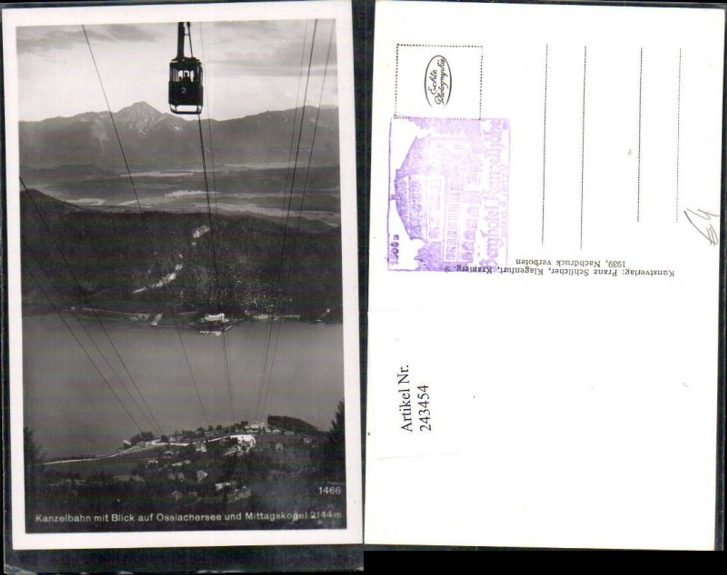 243454,Kanzelbahn Seilbahn Gondel m. Blick auf Ossiachersee u. Mittagskogel b. Annenheim