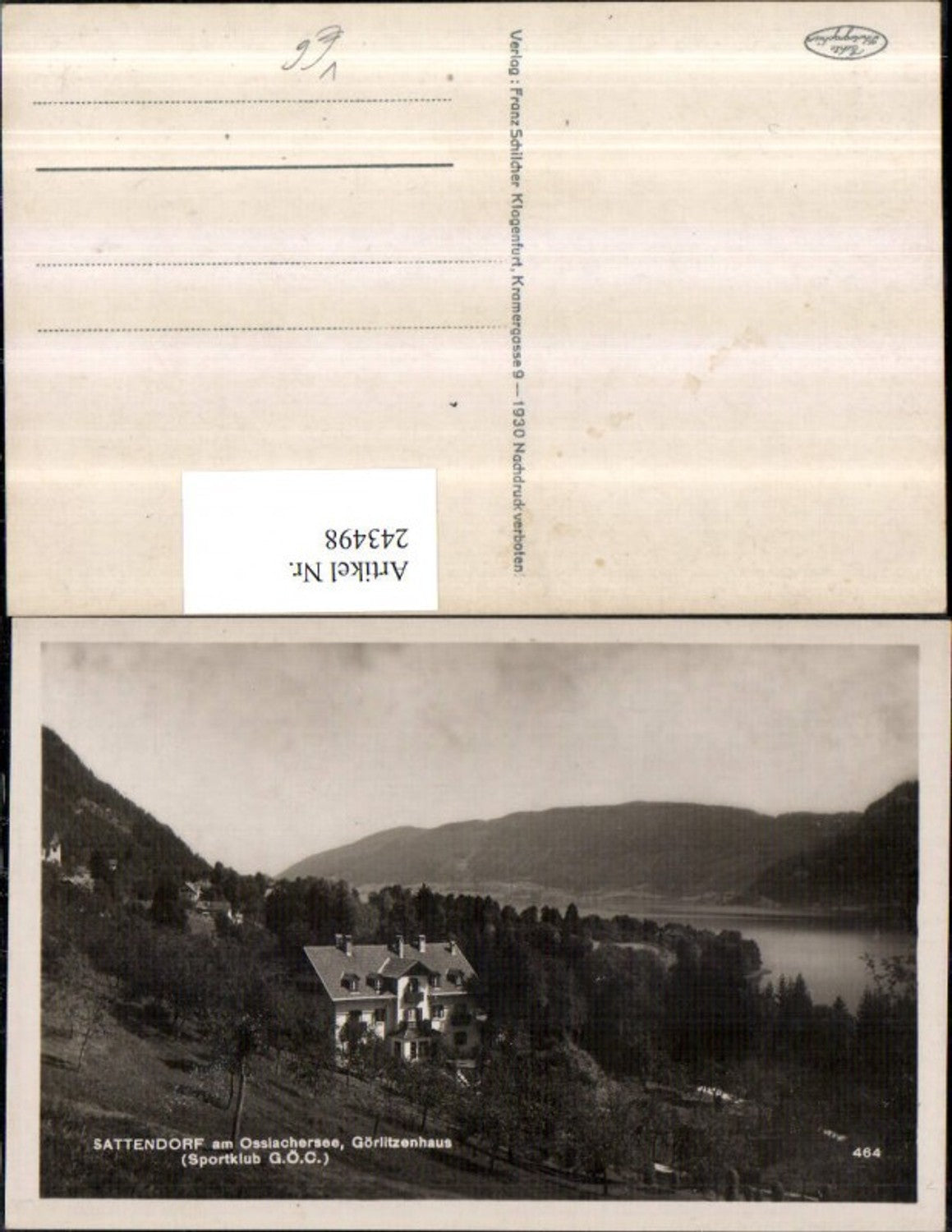 243498,Sattendorf am Ossiachersee Görlitzenhaus pub Franz Schilcher 464